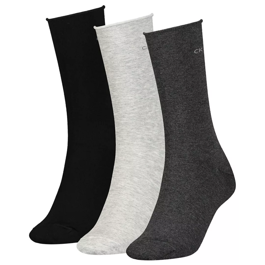 Calvin Klein Roll Top Socken 3 Paare One Size Dark Grey Melange günstig online kaufen