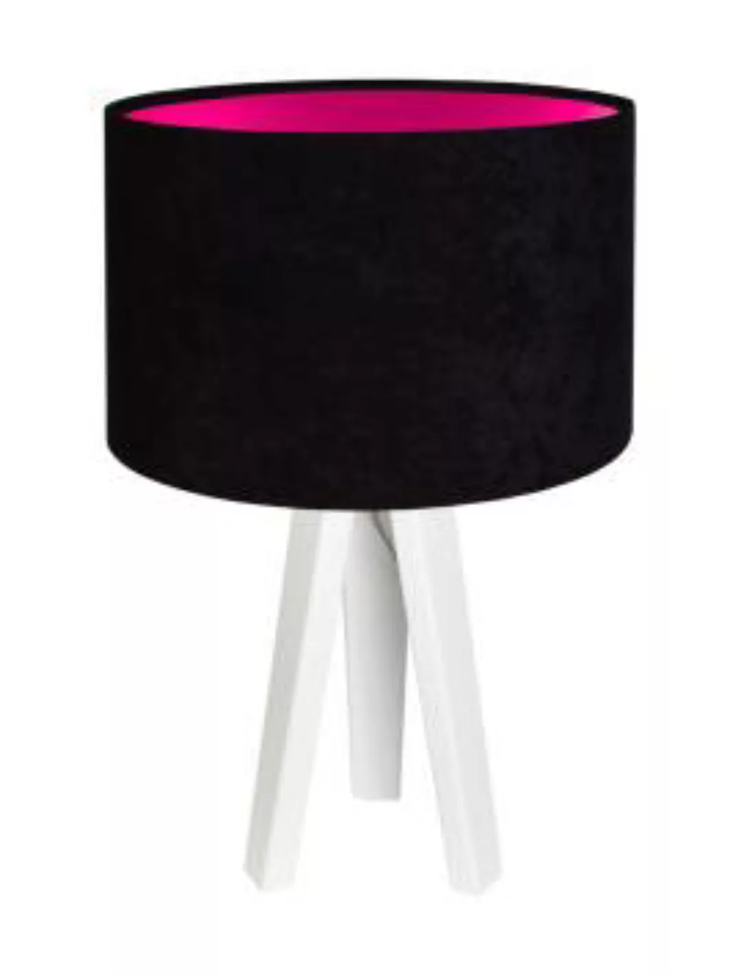 Tischlampe Weiß Schwarz Pink Holz Dreibein 46cm Retro günstig online kaufen