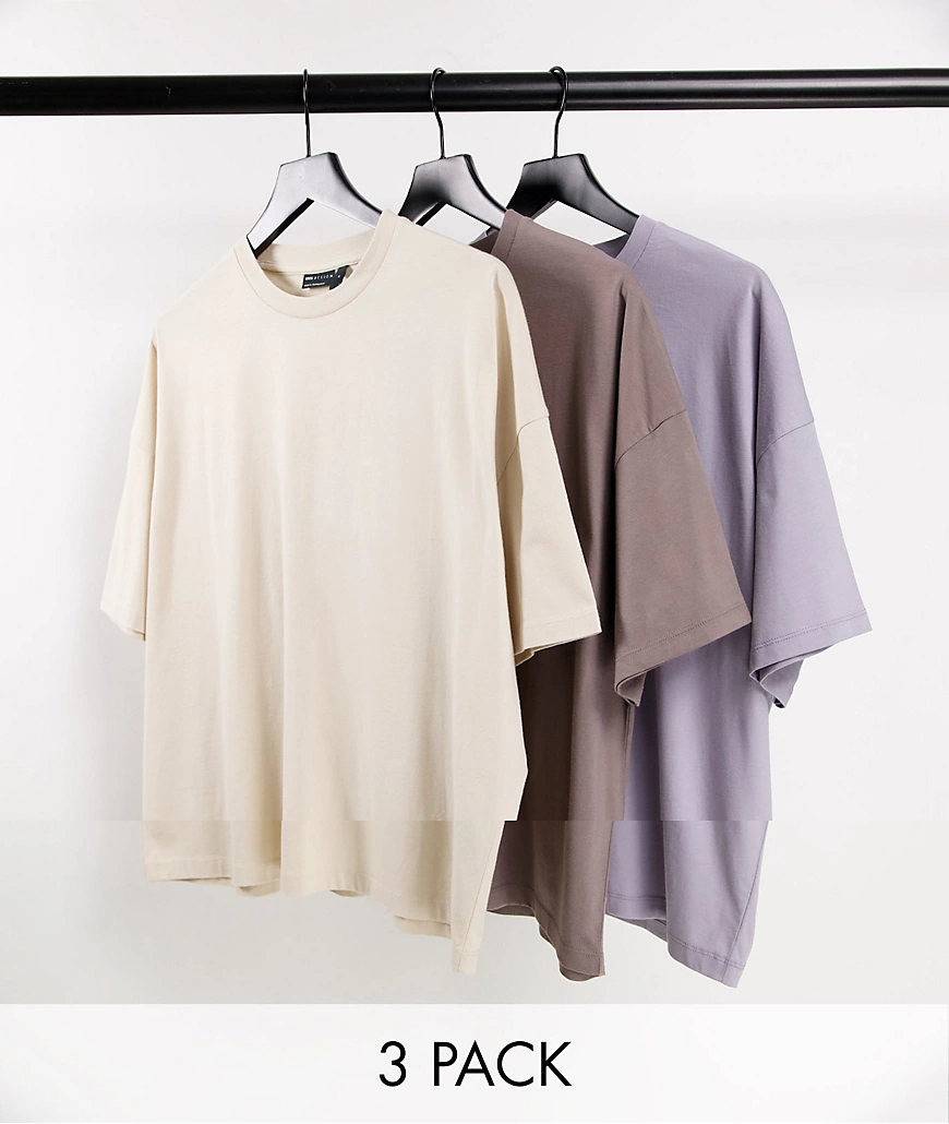 ASOS DESIGN – Oversize-T-Shirts aus Bio-Baumwollmix in mehreren Farben im 3 günstig online kaufen