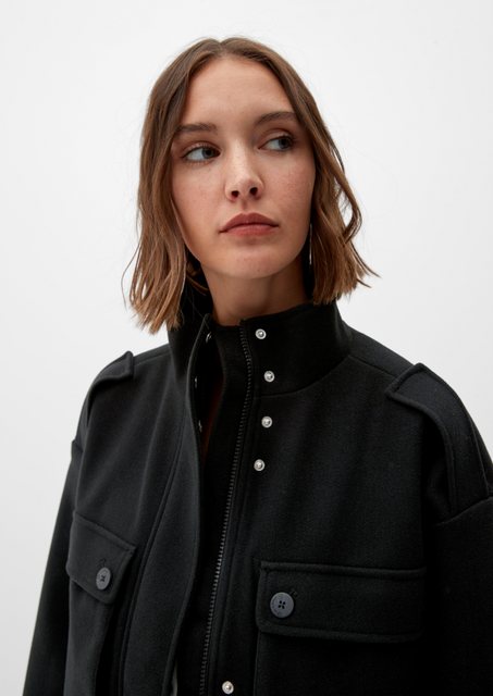 QS Outdoorjacke Jacke in Woll-Optik Riegel günstig online kaufen