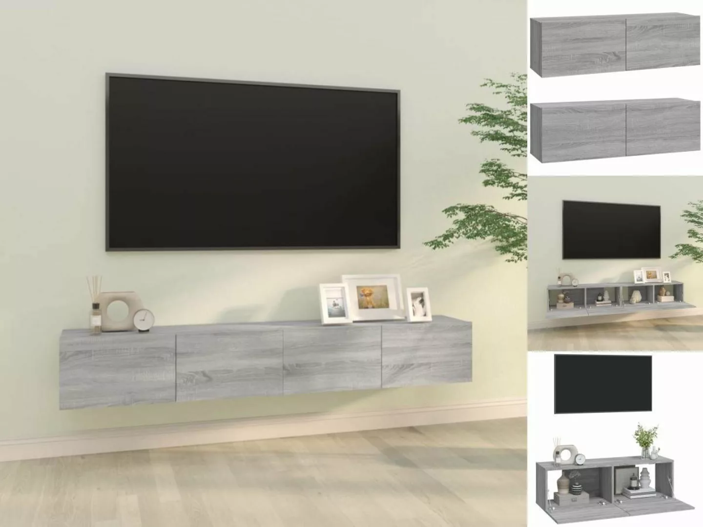 vidaXL TV-Schrank TV-Wandschränke 2 Stk Grau Sonoma 100x30x30 cm Holzwerkst günstig online kaufen