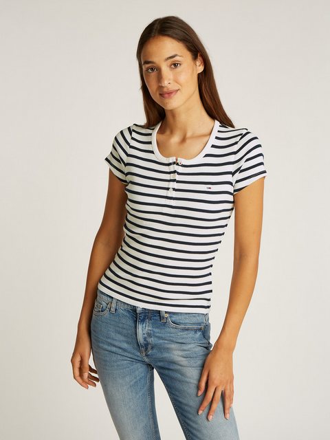 Tommy Jeans Kurzarmshirt TJW SLIM BUTTON RIB C-NECK SS mit Knopfleiste günstig online kaufen