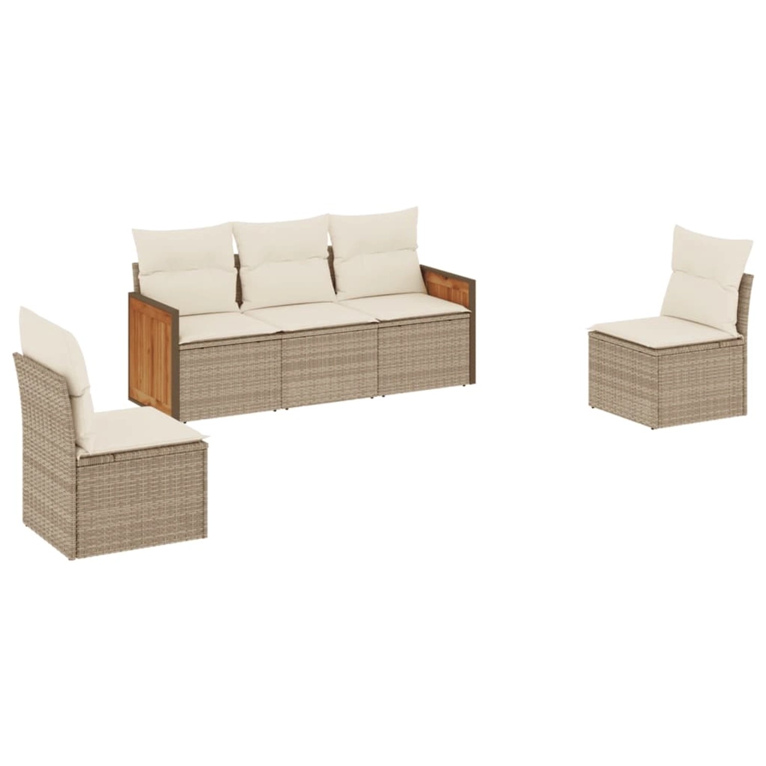 vidaXL 5-tlg Garten-Sofagarnitur mit Kissen Beige Poly Rattan Modell 181 günstig online kaufen