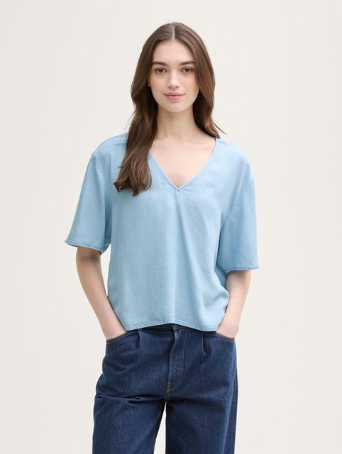 TOM TAILOR Denim Kurzarmbluse Loose Fit Bluse günstig online kaufen