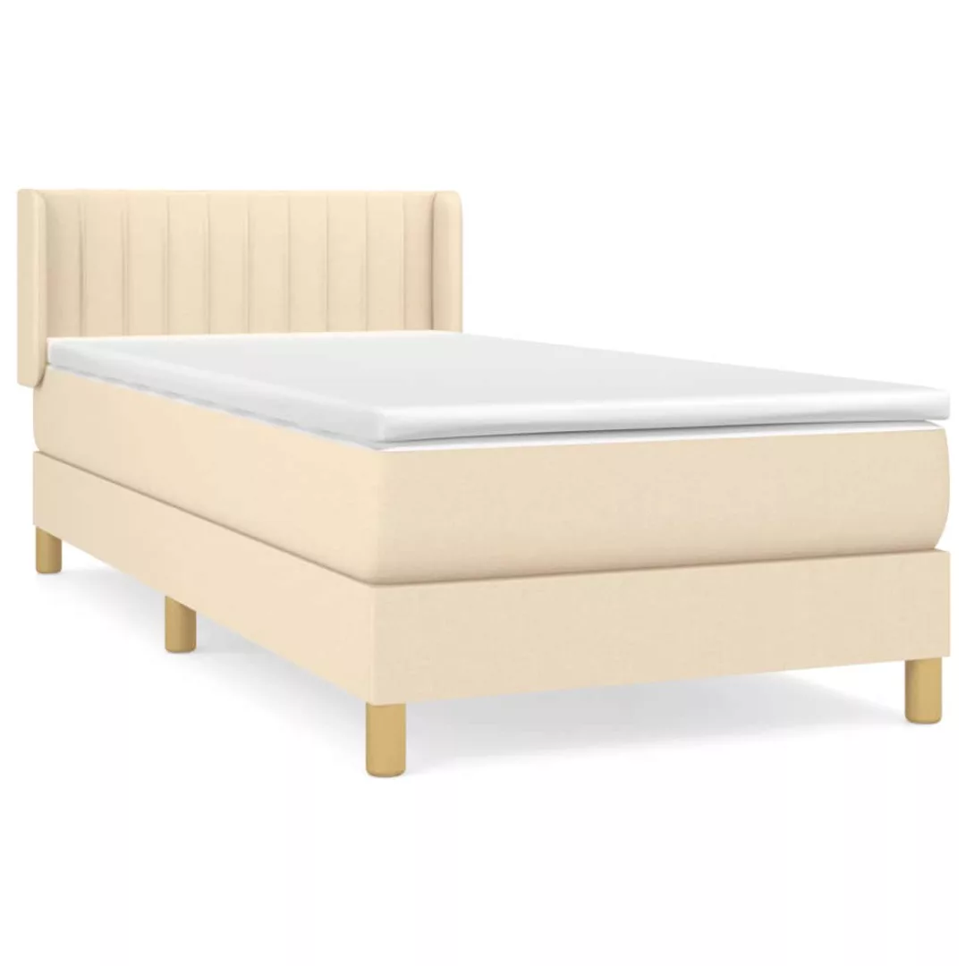 Vidaxl Boxspringbett Mit Matratze Creme 90x200 Cm Stoff günstig online kaufen