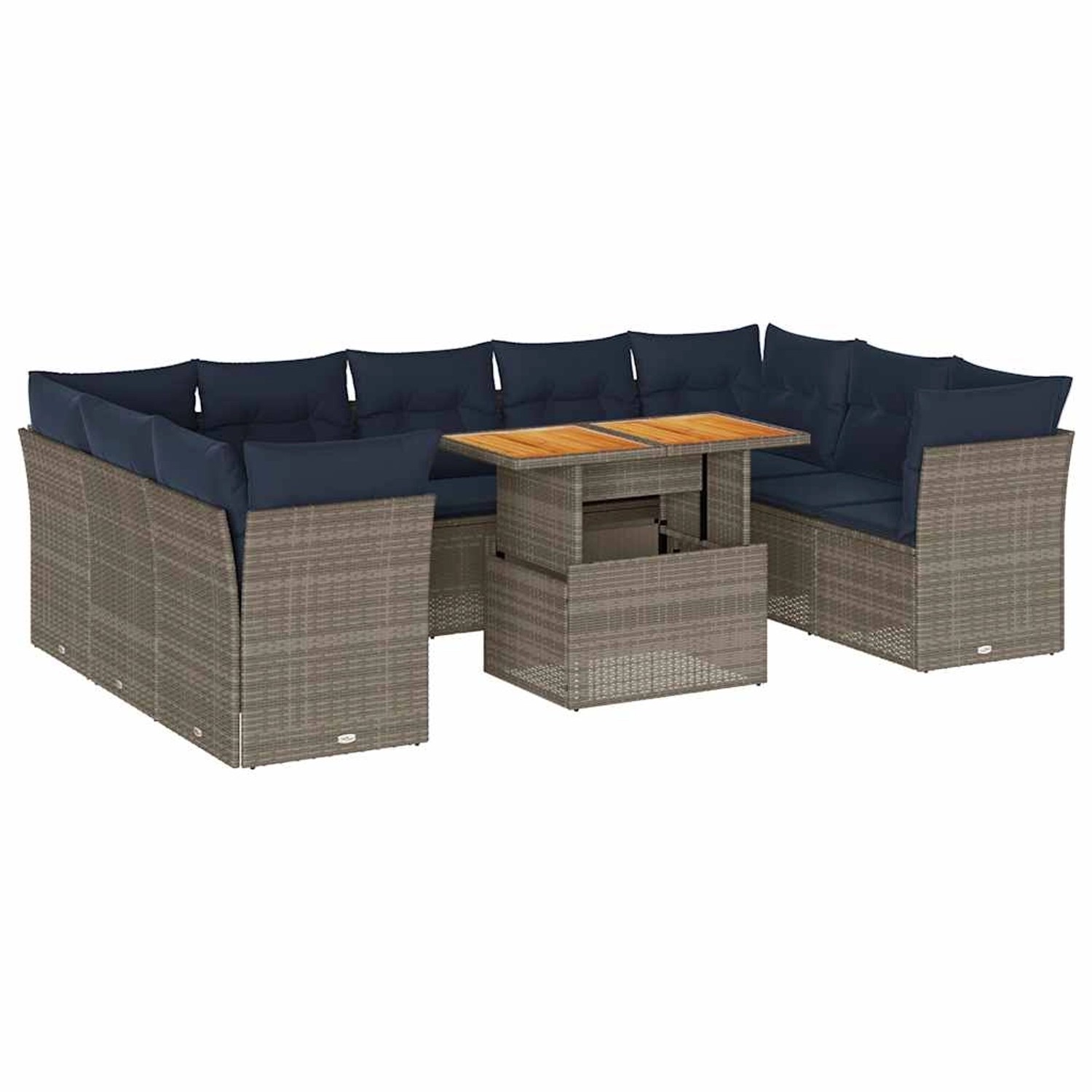 vidaXL 10-Tlg Garten-Sofagarnitur mit Kissen Grau Poly Rattan 3326973 günstig online kaufen