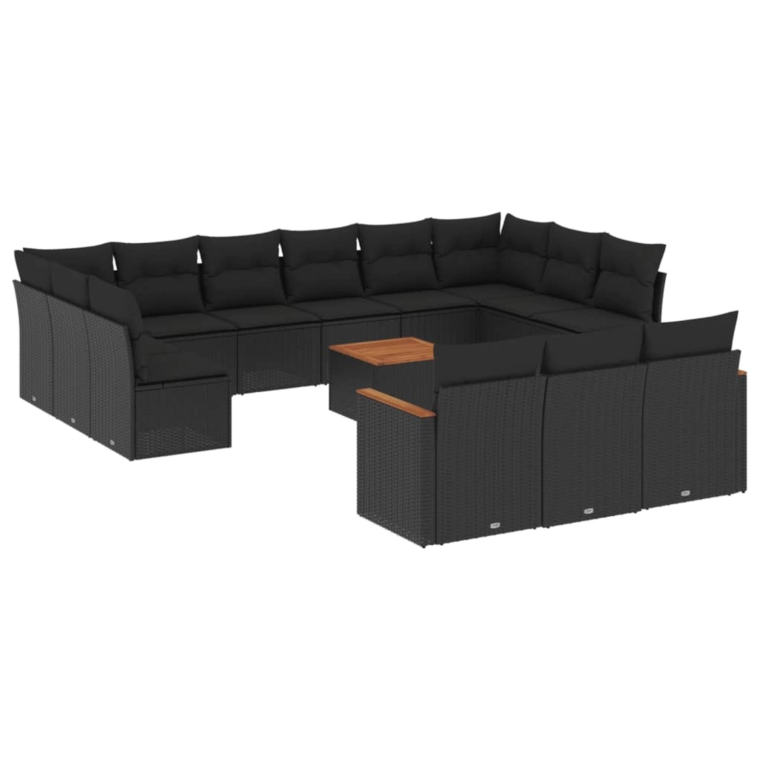 vidaXL 14-Tlg Garten-Sofagarnitur mit Kissen Schwarz Poly Rattan 3226461 günstig online kaufen