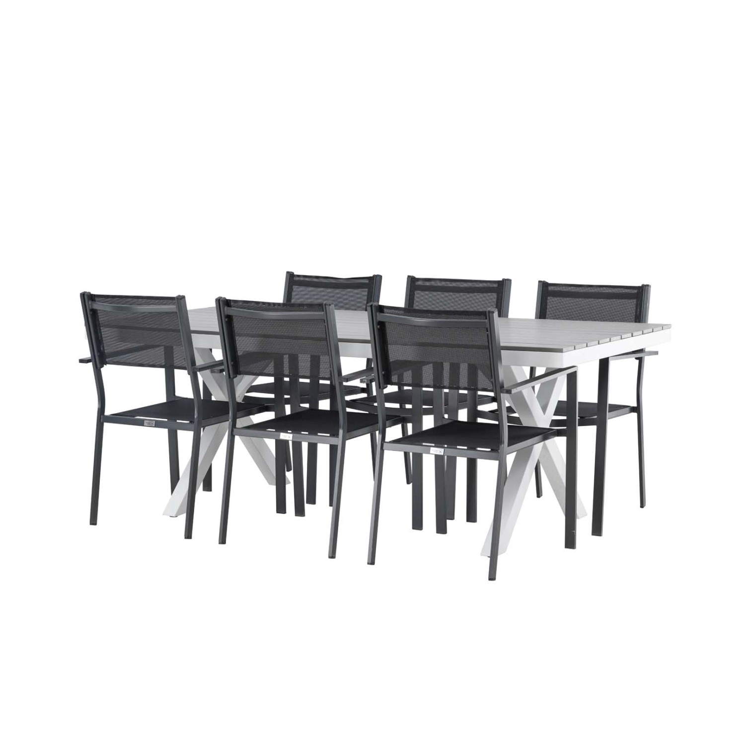 ebuy24 Garcia Gartenset Tisch 100x200cm Grau 6 Stühle Copacabana Schwarz günstig online kaufen