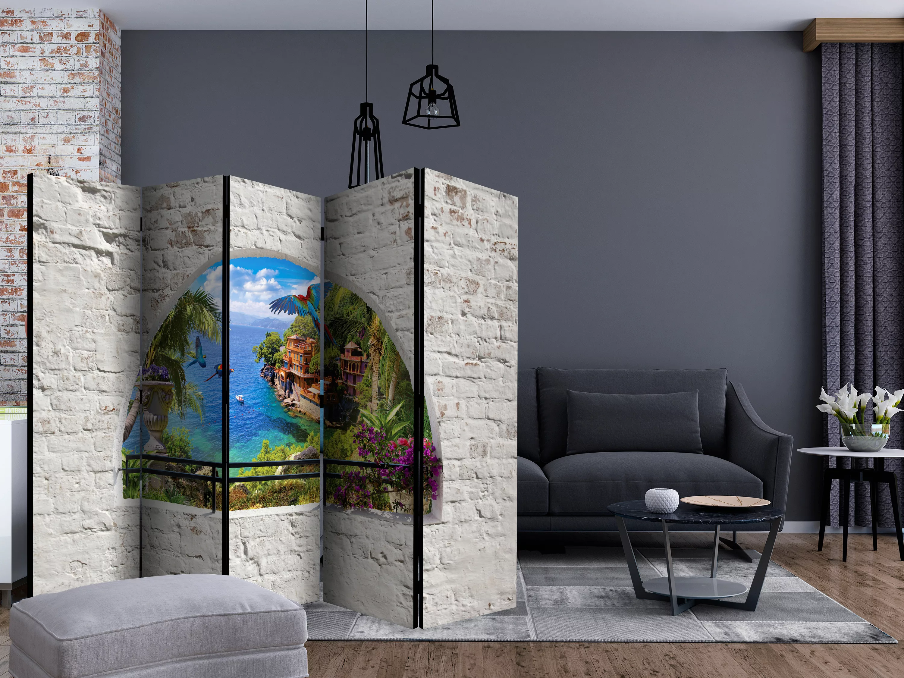 5-teiliges Paravent - Window In Paradise Ii [room Dividers] günstig online kaufen