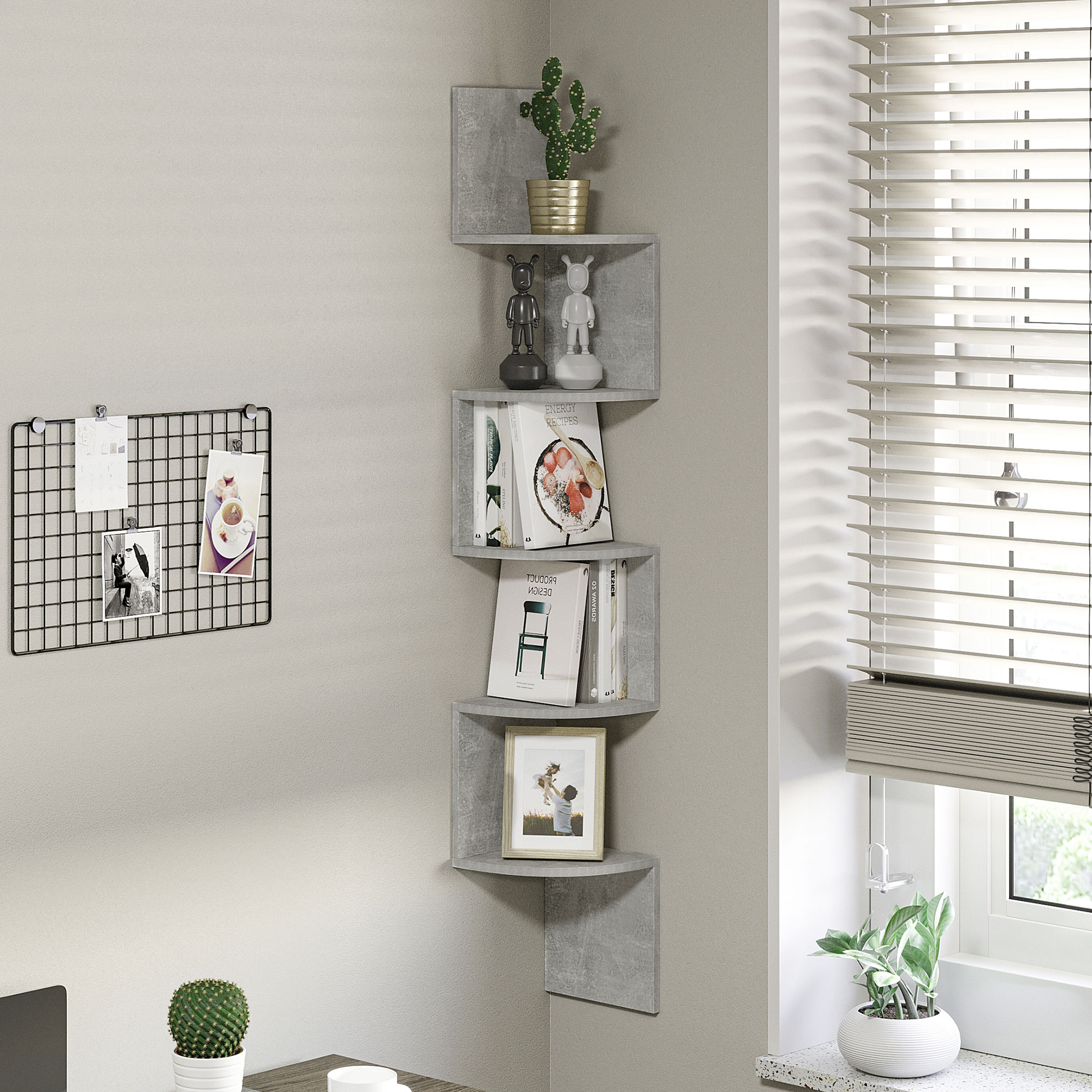 HOMCOM Eckregal Wandregal Zick-Zack-Design 20L x 20B x 126H cm 5 Ebenen Hol günstig online kaufen