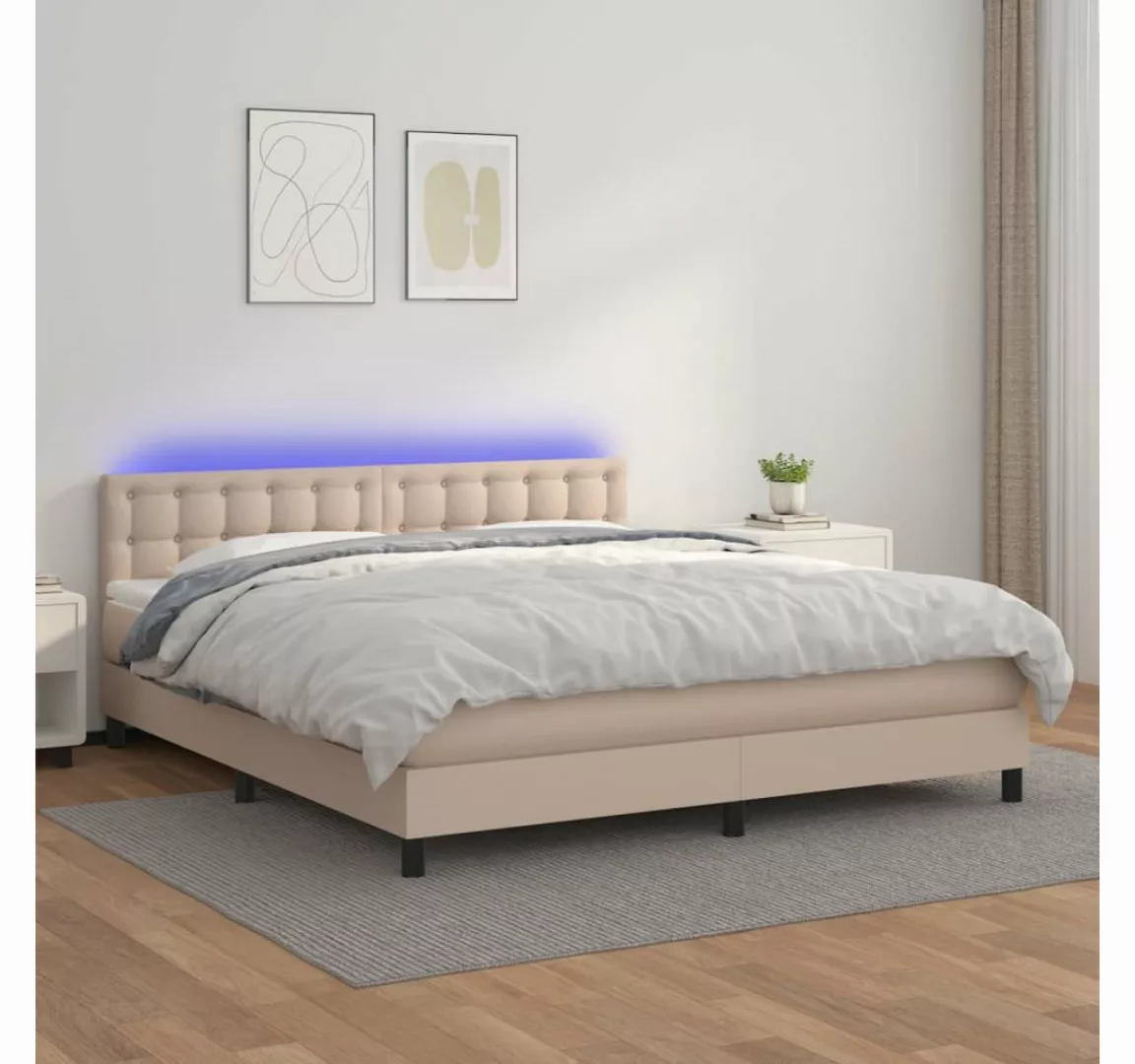 vidaXL Boxspringbett, Boxspringbett mit Matratze & LED Cappuccino-Braun 180 günstig online kaufen