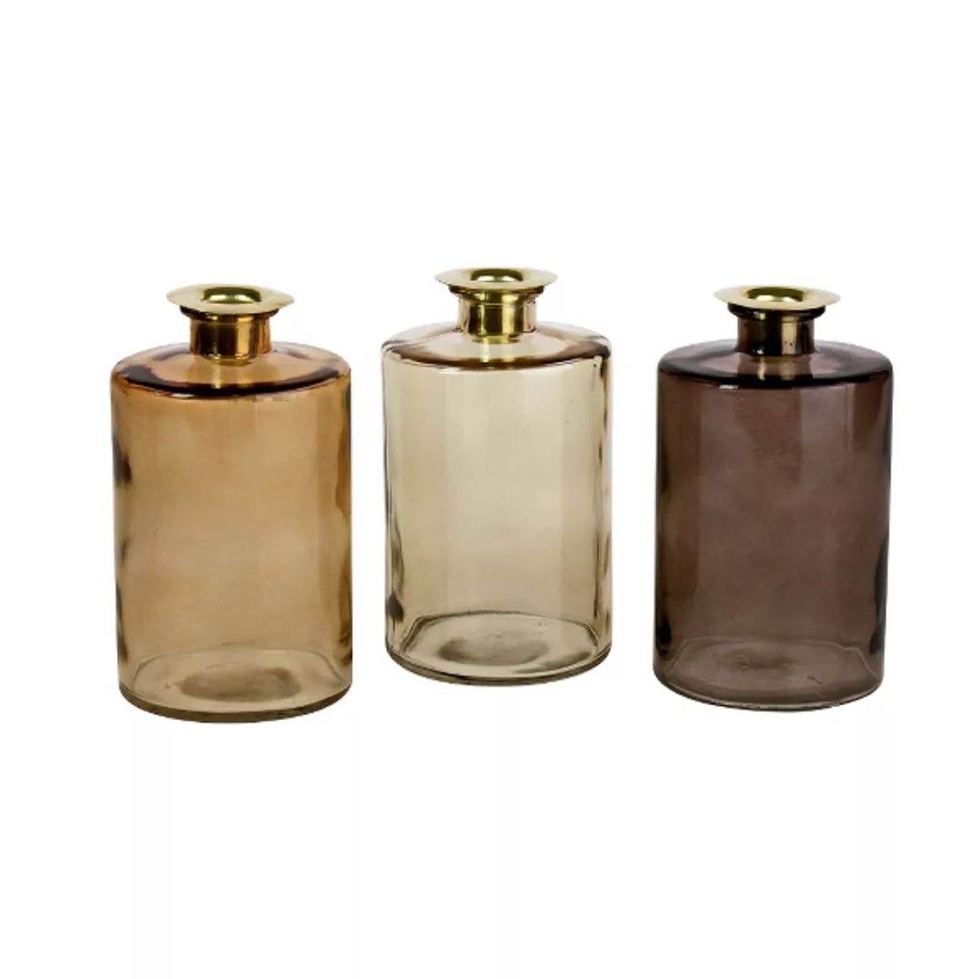 FLASCHE Kerzenhalter 3er Set 9x15cm braun / gold von Werner Voß günstig online kaufen