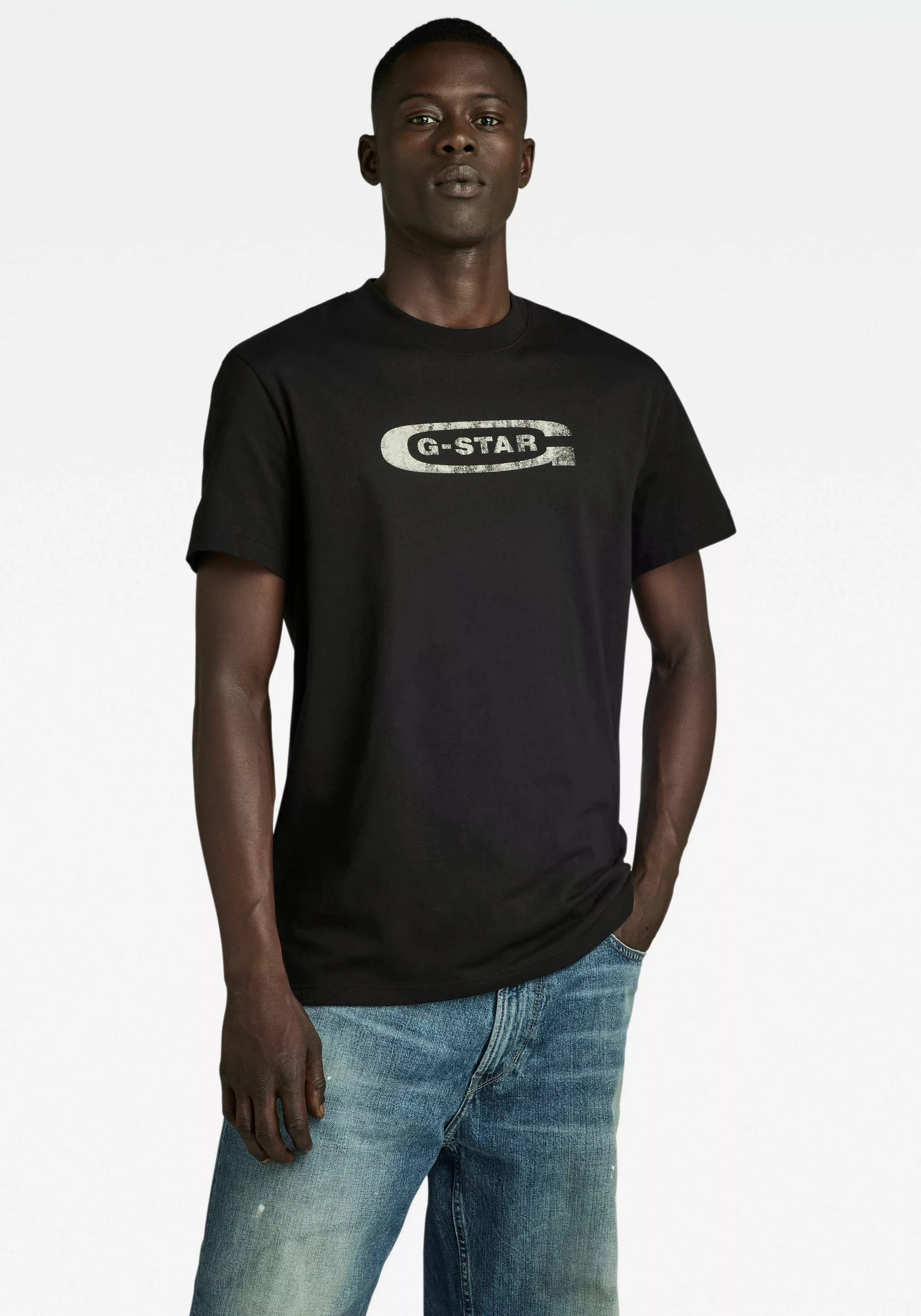 G-Star RAW T-Shirt Distressed old school logo günstig online kaufen