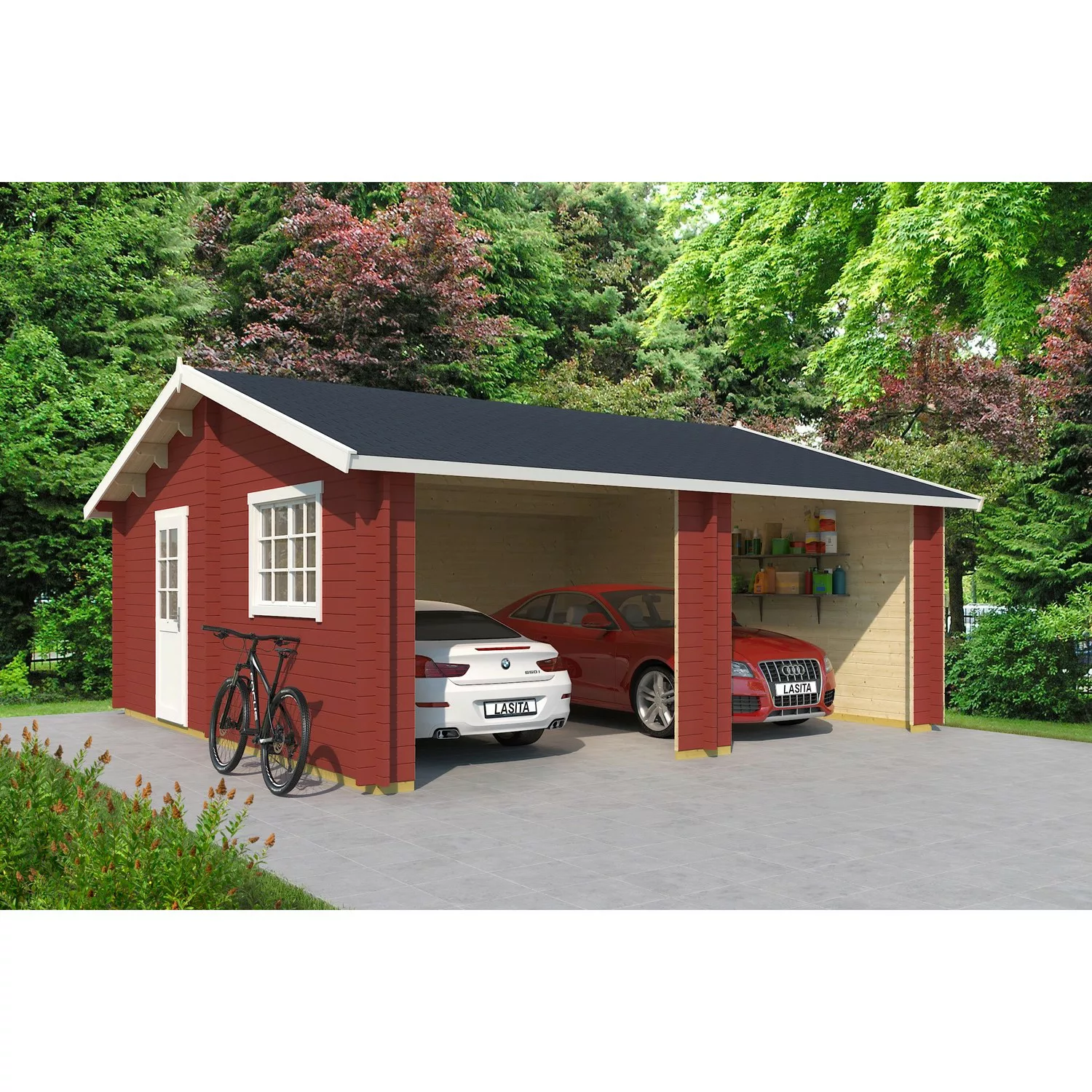 Lasita Maja Doppell - Holzgarage Falkland Schwedenrot 575 cm x 575 cm günstig online kaufen