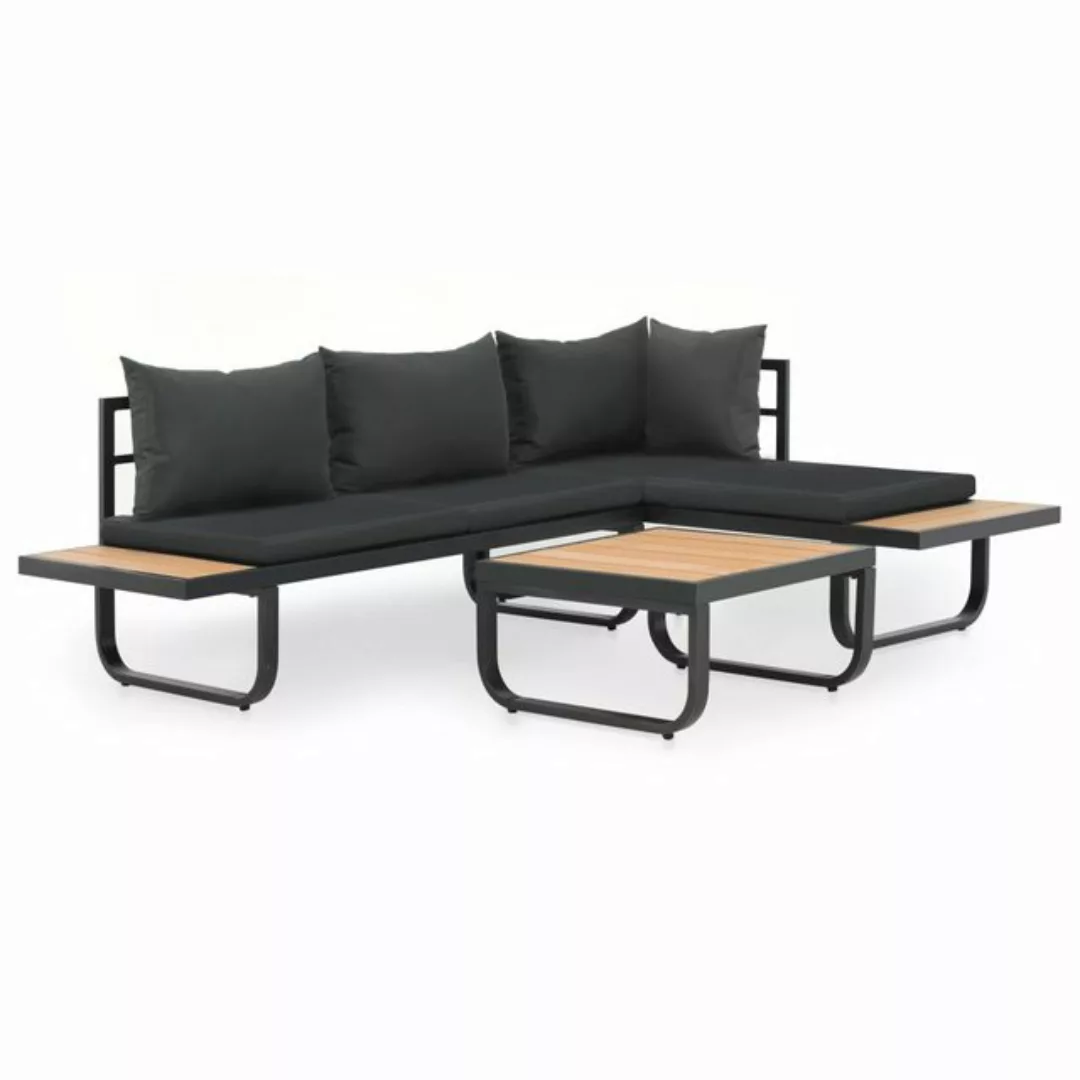 2-tlg. Garten-ecksofa-set Mit Auflagen Aluminium Wpc günstig online kaufen