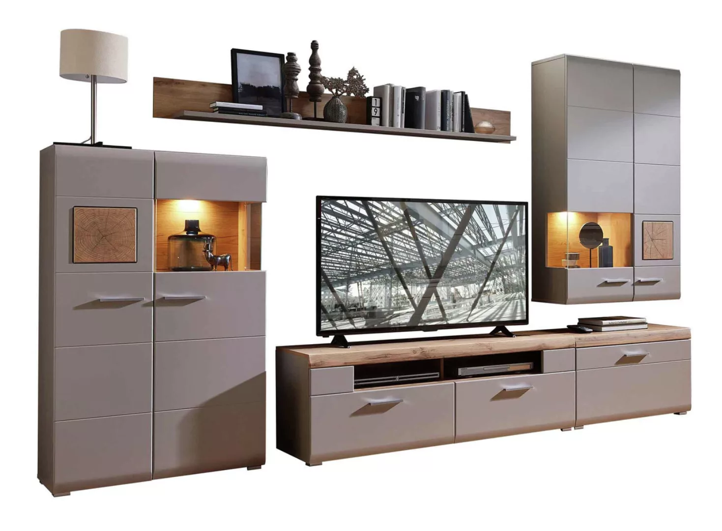 Anbauwand - grau - 320 cm - 205 cm - 47 cm - Wohnwände > Anbauwände - Möbel günstig online kaufen