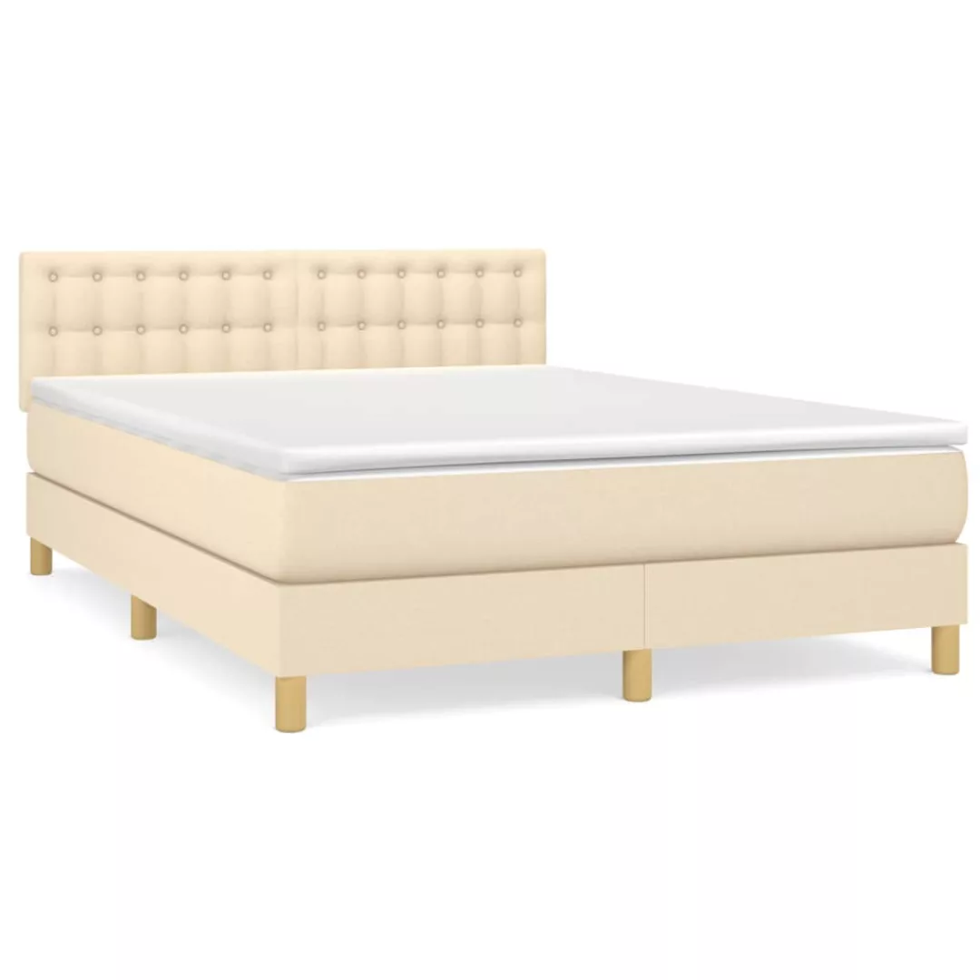 Vidaxl Boxspringbett Mit Matratze Creme 140x200 Cm Stoff günstig online kaufen
