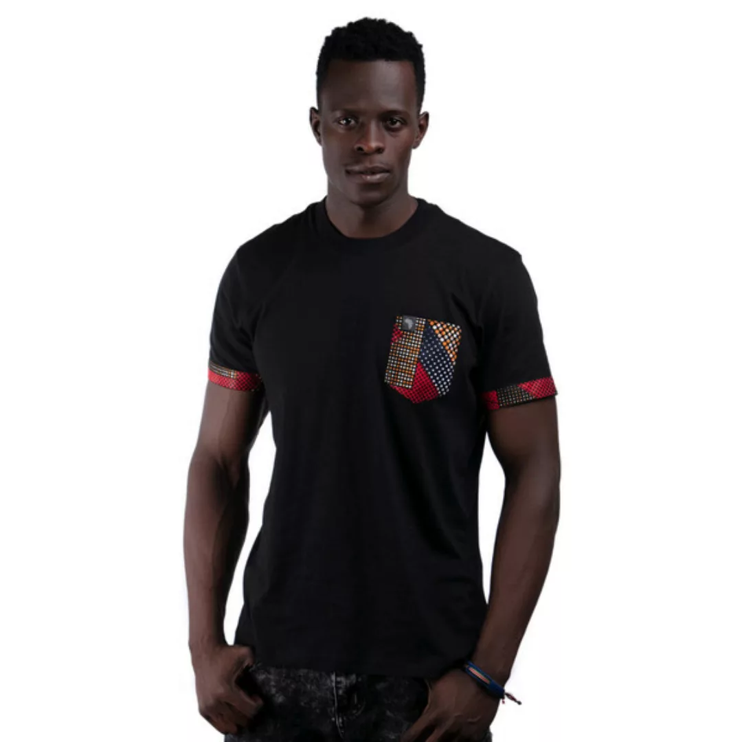 T-shirt Africulture "Sunset" Mit Brusttasche Aus Westafrikanischem Kitenges günstig online kaufen