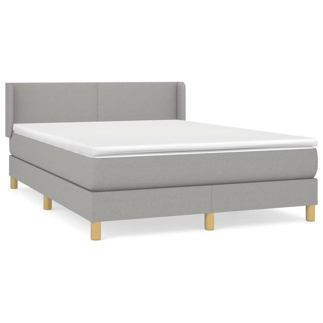 vidaXL Boxspringbett Boxspringbett mit Matratze Hellgrau 140x200 cm Stoff B günstig online kaufen