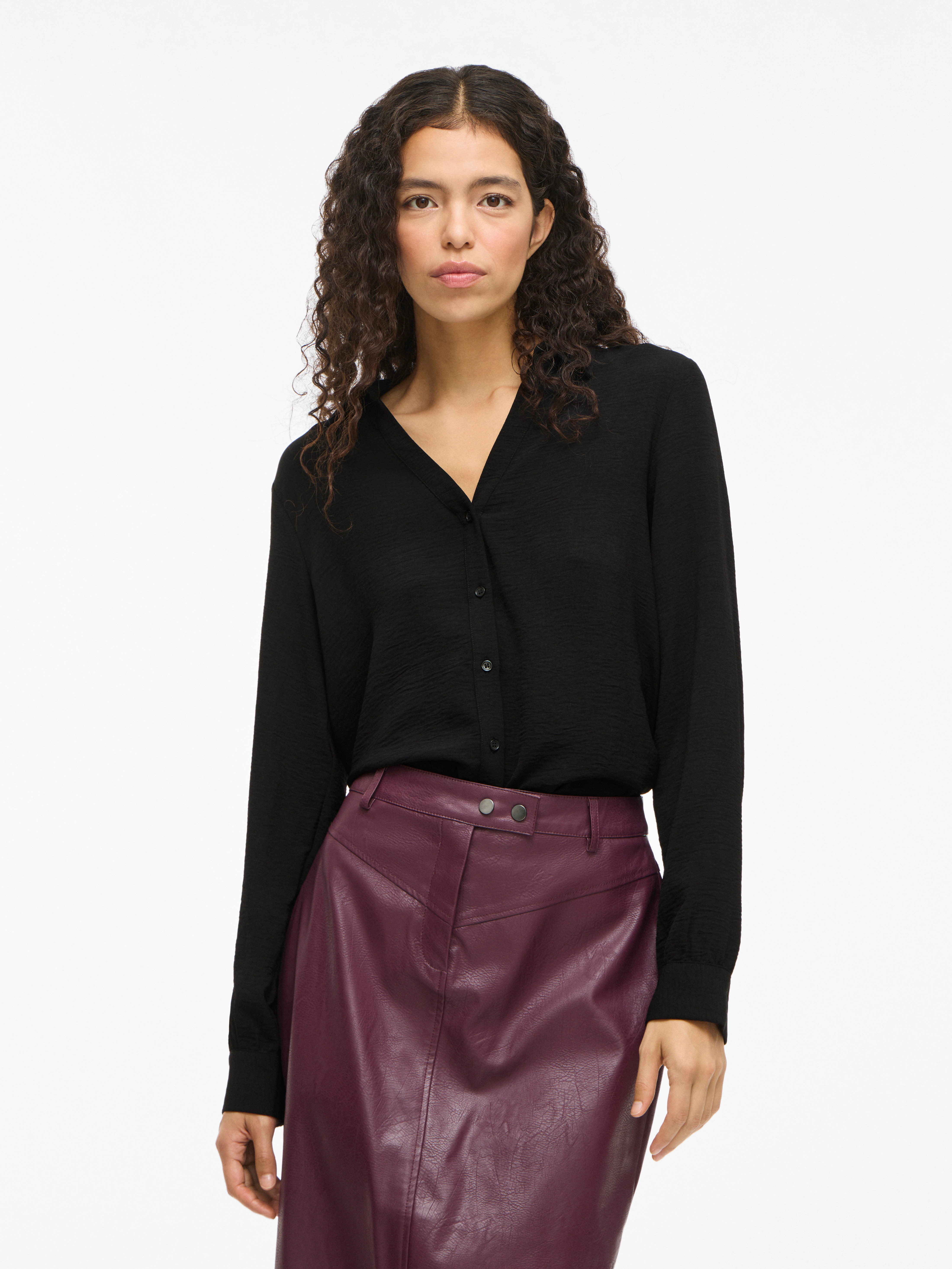 Vila Langarmbluse "VIJOSA L/S V-NECK SHIRT - NOOS" günstig online kaufen
