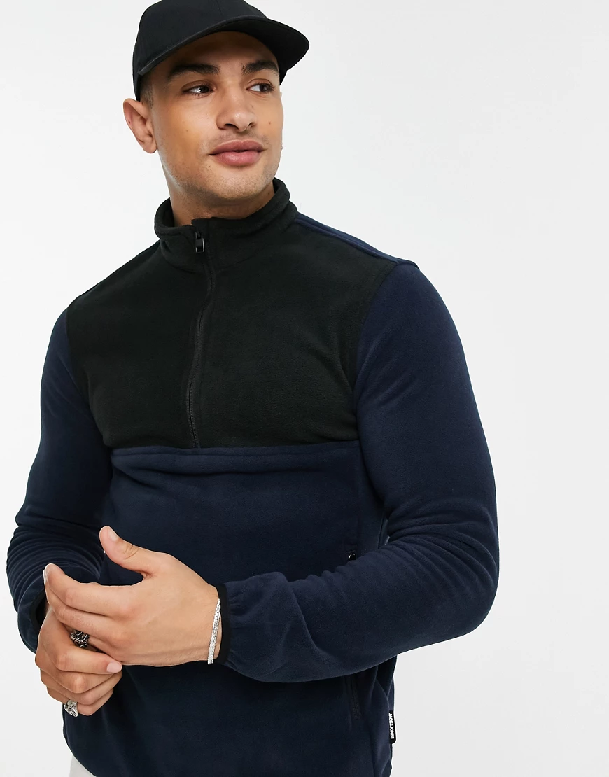 Jack & Jones – Originals – Fleece-Oberteil mit kurzem Reißverschluss und Fa günstig online kaufen