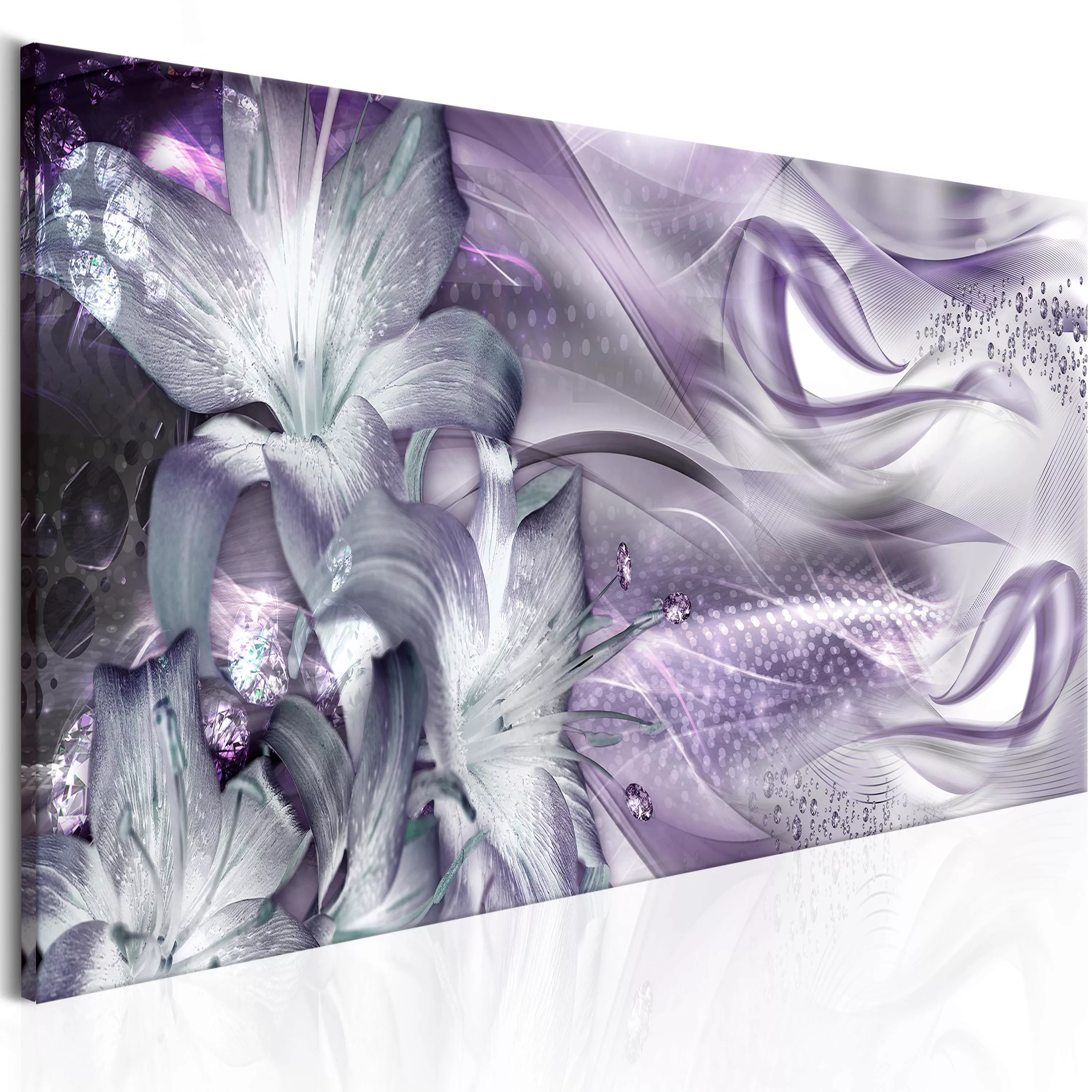 Wandbild - Lilies And Waves (1 Part) Narrow Pale Violet günstig online kaufen