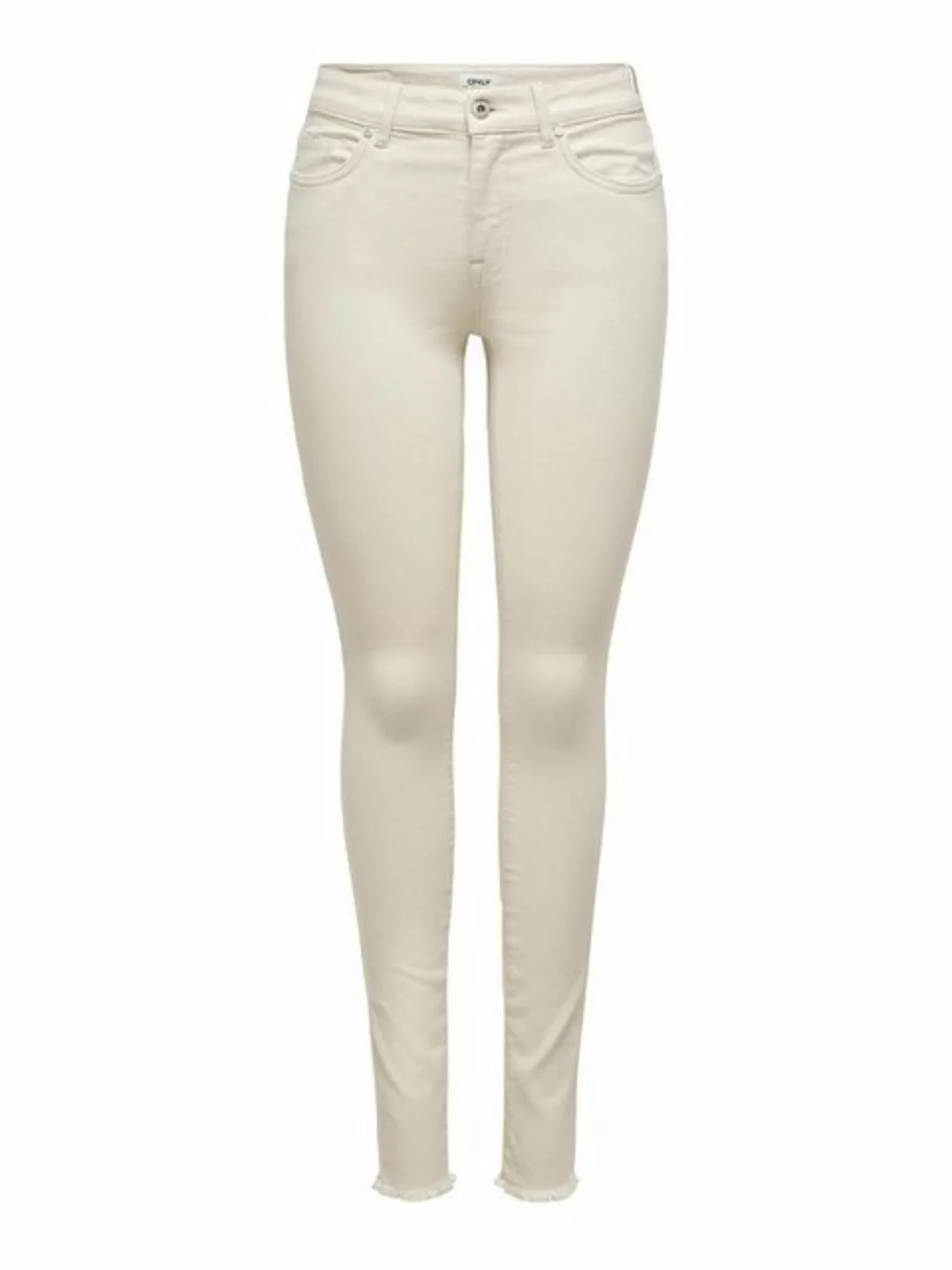 Only Damen Jeans ONLBLUSH MID SK ANK RAW DOT019 - Skinny Fit - Beige - Ecru günstig online kaufen