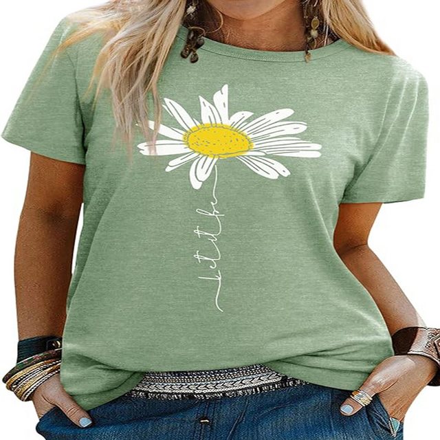 Candyse T-Shirt DamenT Shirt Gänseblümchen Grafik Druck T-Shirt Damen Kurza günstig online kaufen