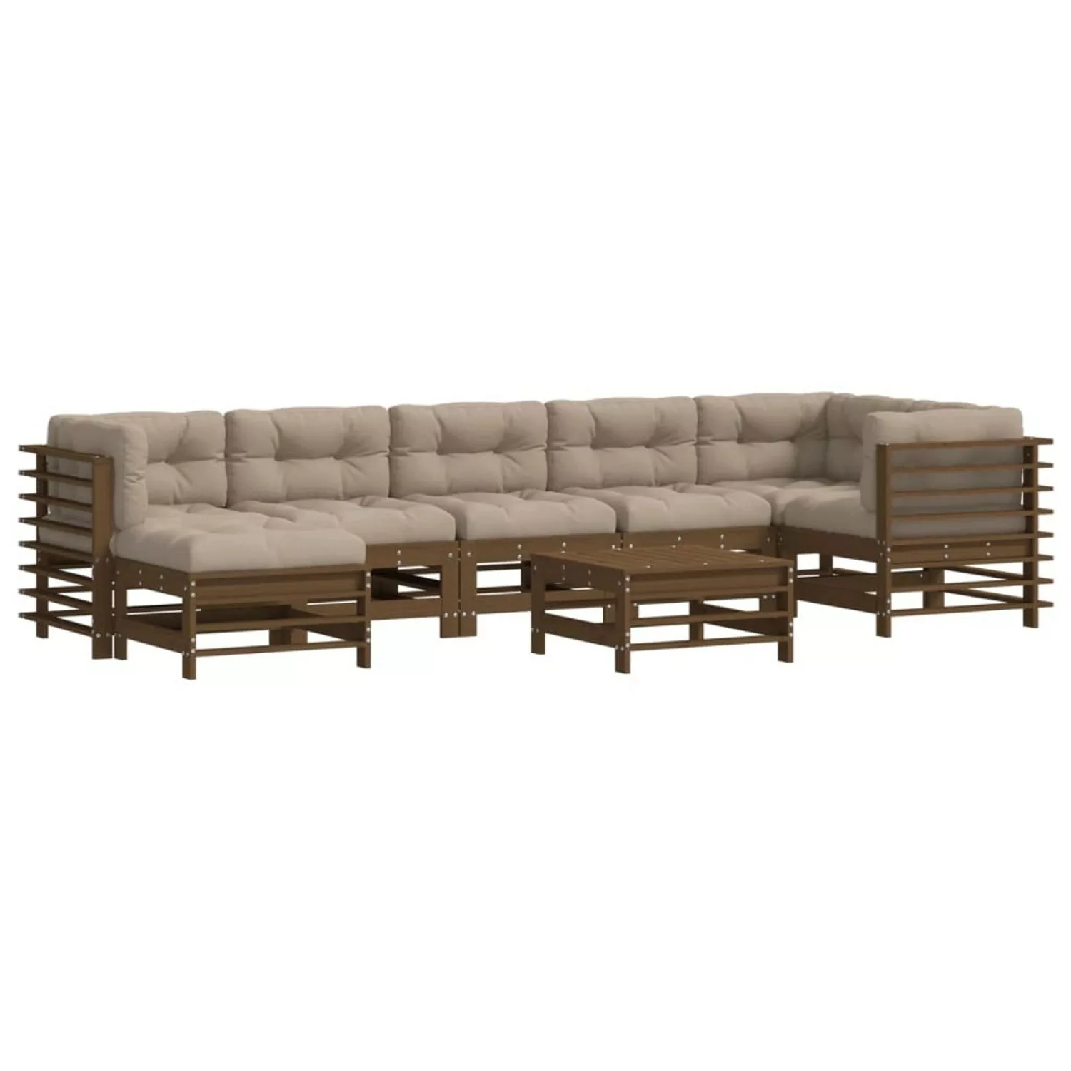 vidaXL 8-tlg Garten-Lounge-Set mit Kissen Honigbraun Massivholz Modell 3 günstig online kaufen