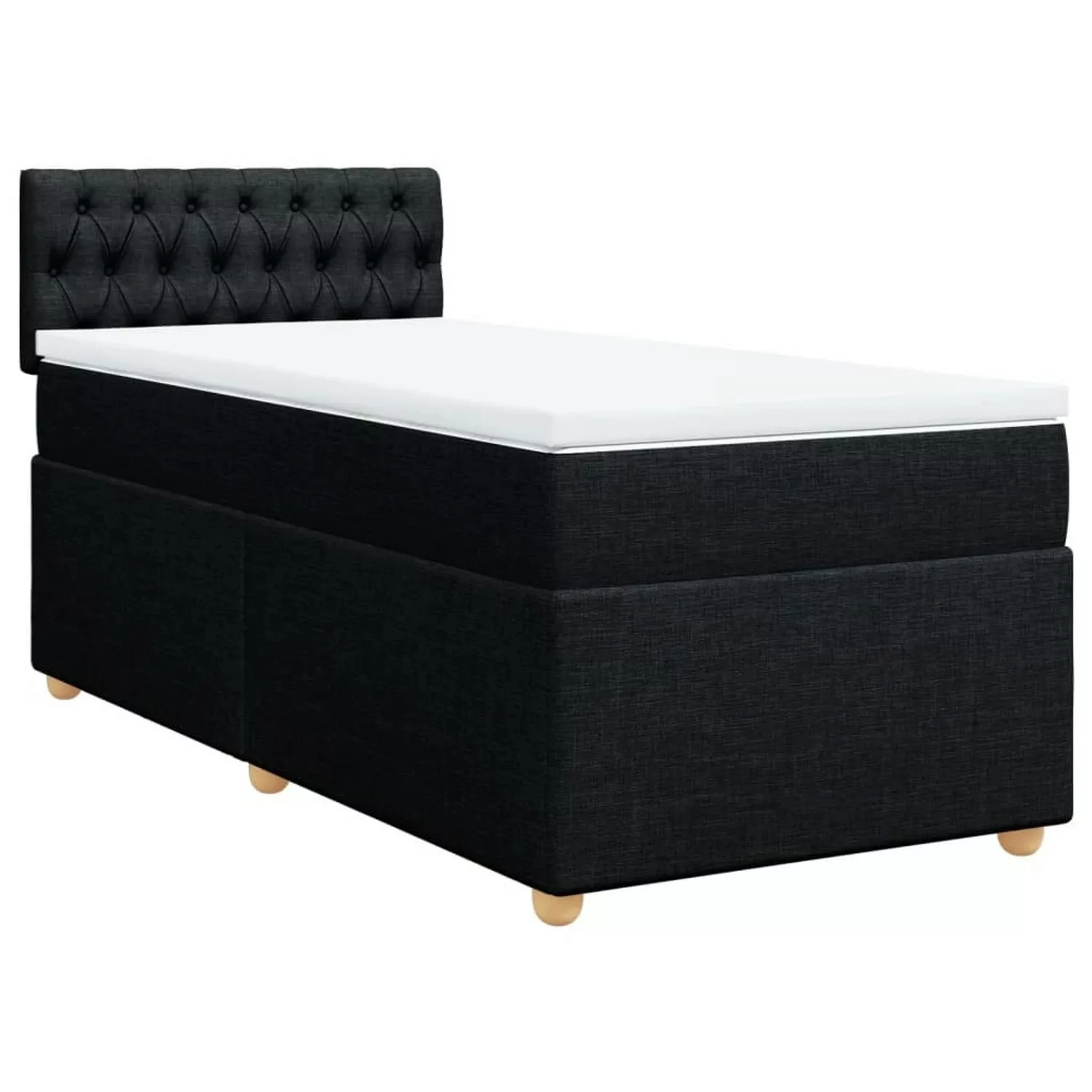 vidaXL Boxspringbett, Boxspringbett mit Matratze Schwarz 80x200 cm Stoff günstig online kaufen