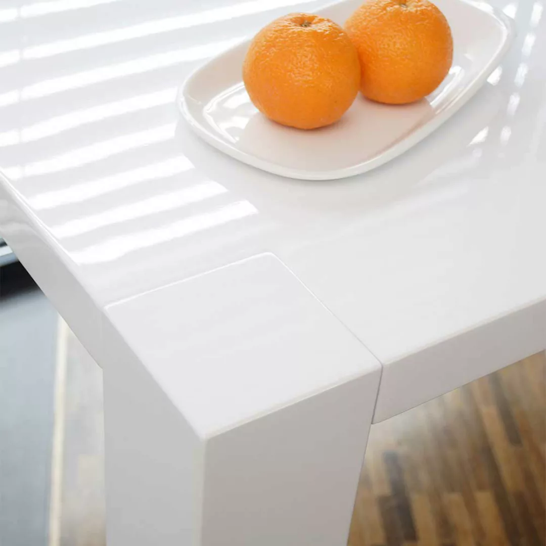 Esszimmer Tisch in Hochglanz Weiß 200 cm breit günstig online kaufen