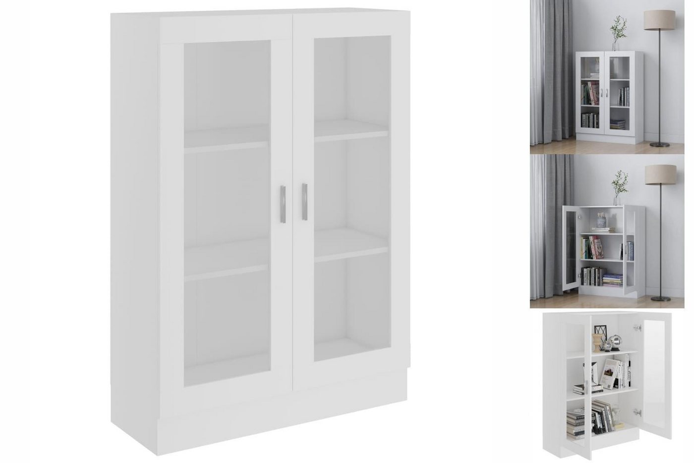 vidaXL Vitrine Bücherschrank Vitrinenschrank Vitrine Weiß 82,5x30,5x115 cm günstig online kaufen