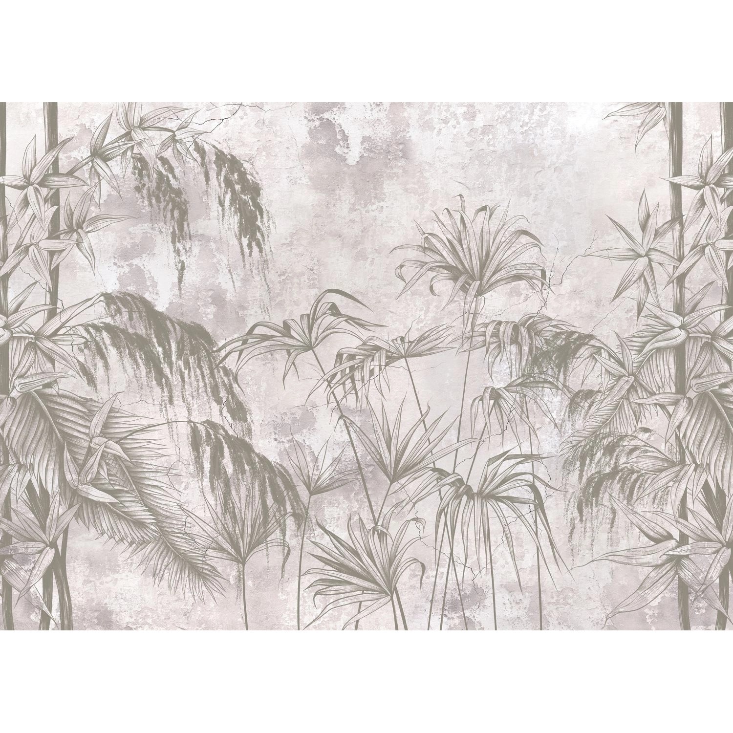 Sanders & Sanders Fototapete Tropische Pflanzen Grau 3,75 x 2,7 m 601169 günstig online kaufen