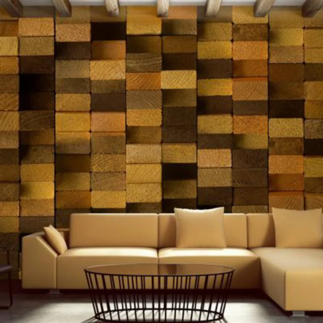 artgeist Fototapete Wooden Wall mehrfarbig Gr. 50 x 1000 günstig online kaufen