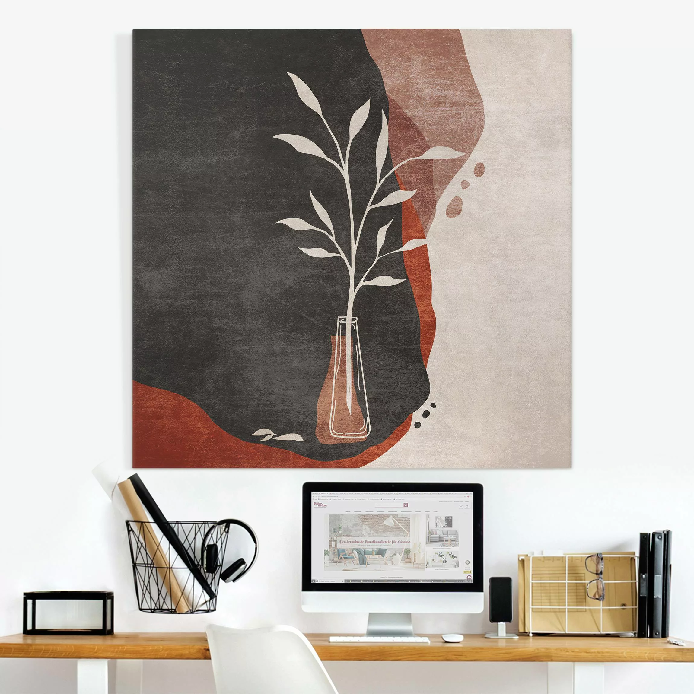 Leinwandbild Boho Blumen in Vase III günstig online kaufen