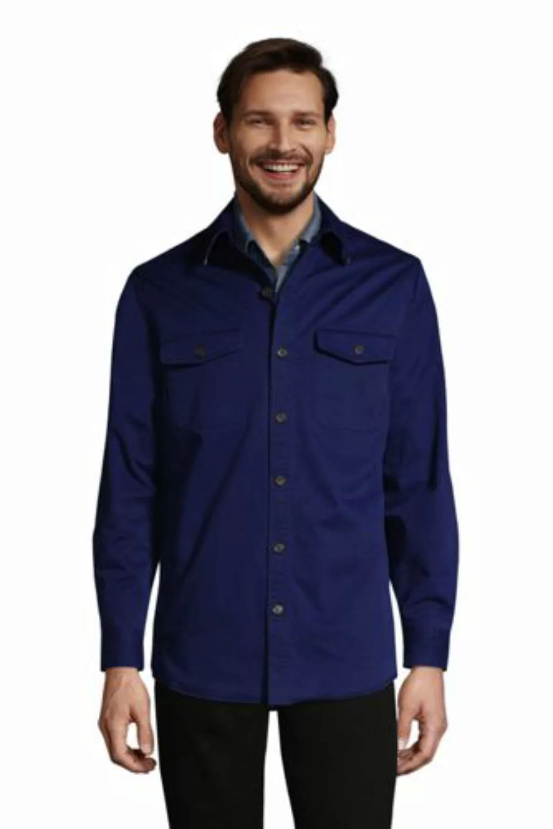 Workerhemd mit Flanellfutter, Classic Fit, Herren, Größe: XL Normal, Blau, günstig online kaufen