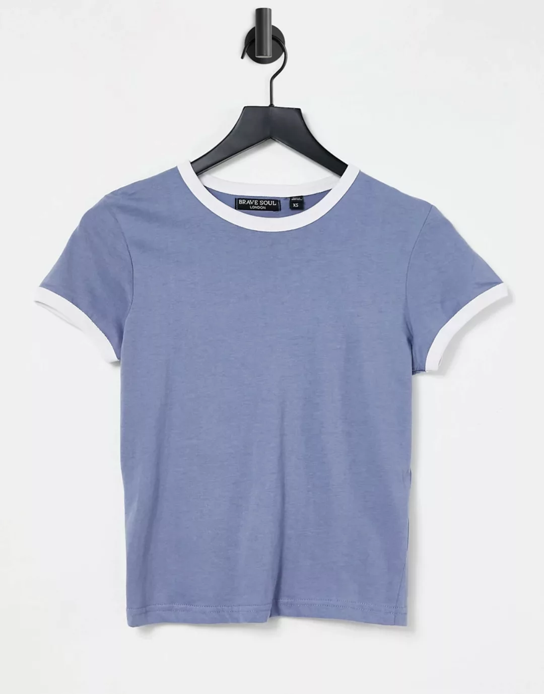 Brave Soul – Claudia – T-Shirt in Schiefergrau mit kontrastierenden Abschlü günstig online kaufen
