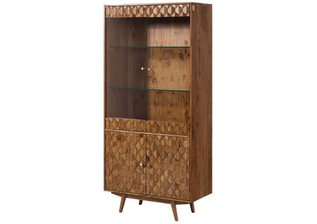 Massivmoebel24 Standvitrine (Vitrine Akazie 90x42x190 Akazie natur lackiert günstig online kaufen