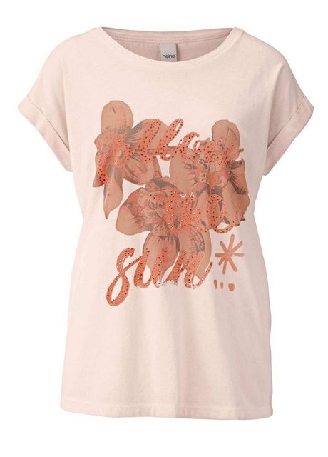 heine T-Shirt Heine Damen Jerseyshirt mit Strass, rosé günstig online kaufen