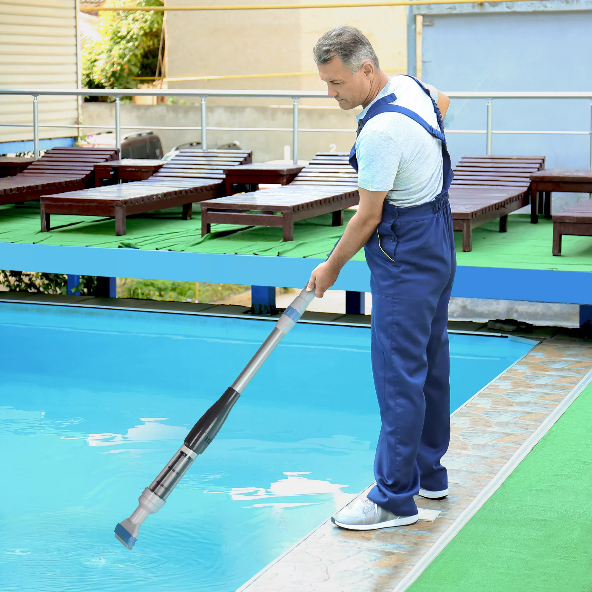 Outsunny Schnurloser Poolsauger mit Bürste, Lichter Poolreiniger mit verste günstig online kaufen