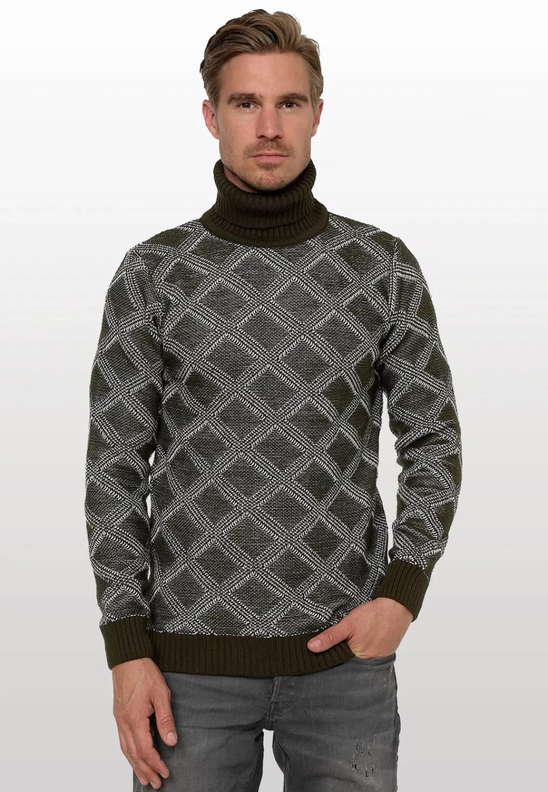 Rusty Neal Rollkragenpullover, mit stylischem Karo-Muster günstig online kaufen