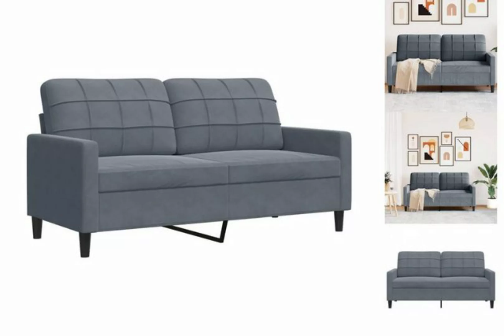 vidaXL Sofa Sofa/ 2-Sitzer/ 3-Sitzer Samt, 140 cm, Dunkelgrau günstig online kaufen