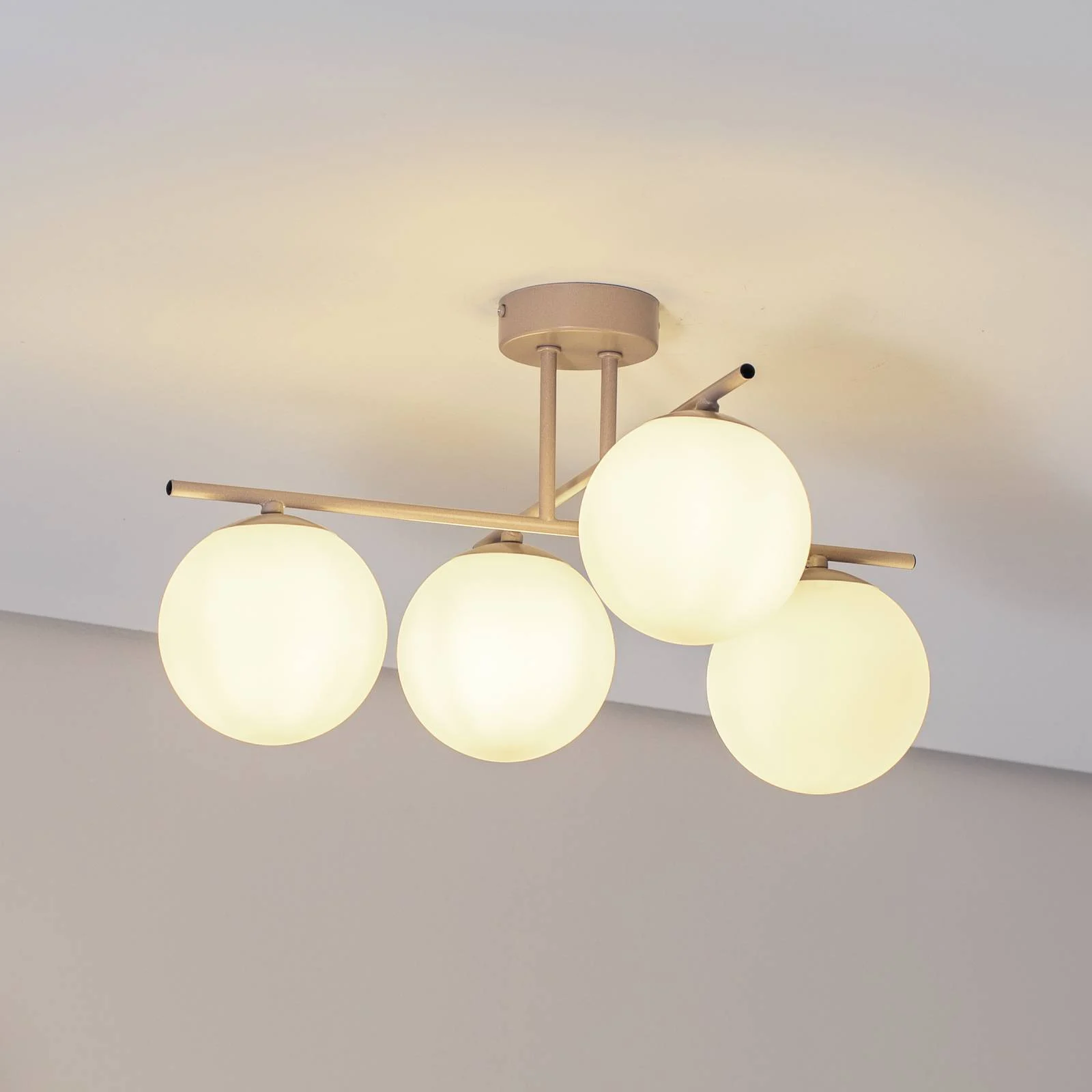 Deckenleuchte Aurora, beige, Ø 50 cm, 4-flammig, Glas, E14 günstig online kaufen