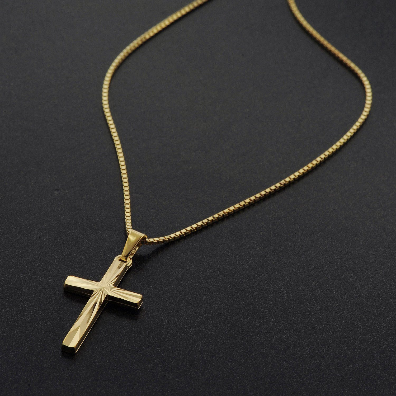 trendor Kette mit Anhänger Kreuz-Anhänger Gold günstig online kaufen