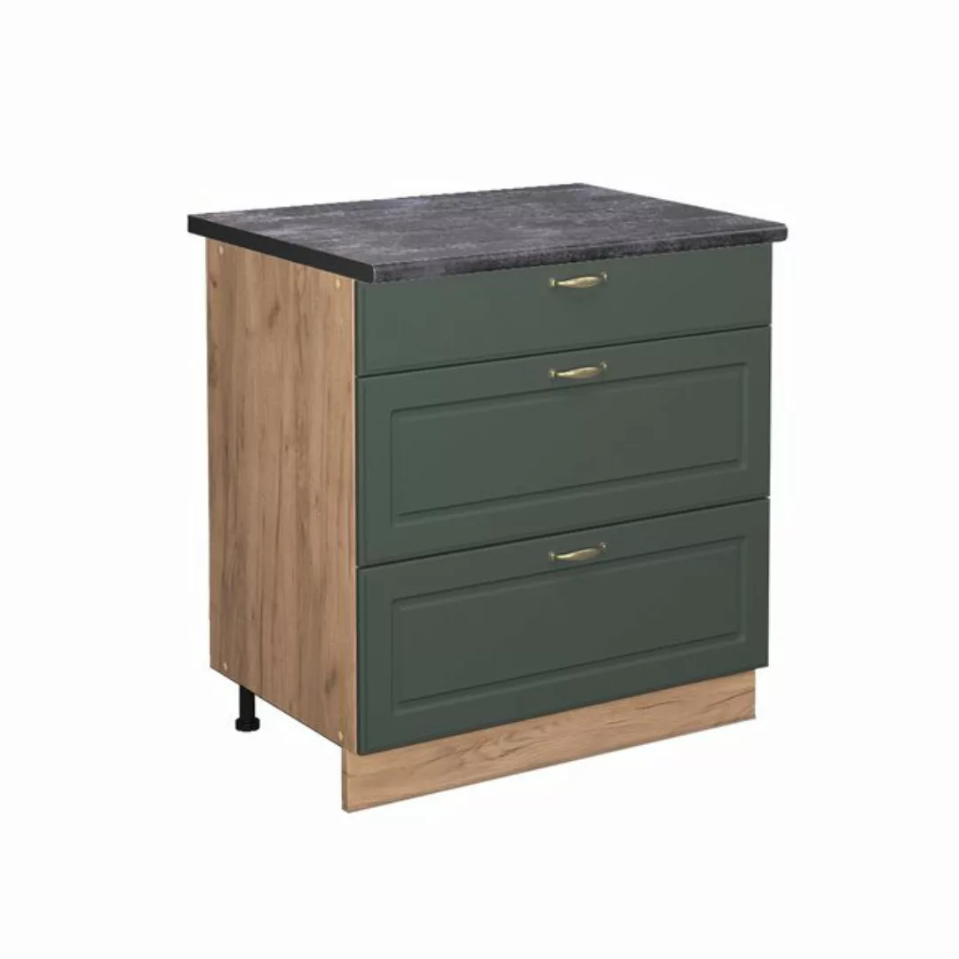 Vicco Unterschrank Fame-Line, Grün-Gold Landhaus/Goldkraft Eiche, 80 cm mit günstig online kaufen