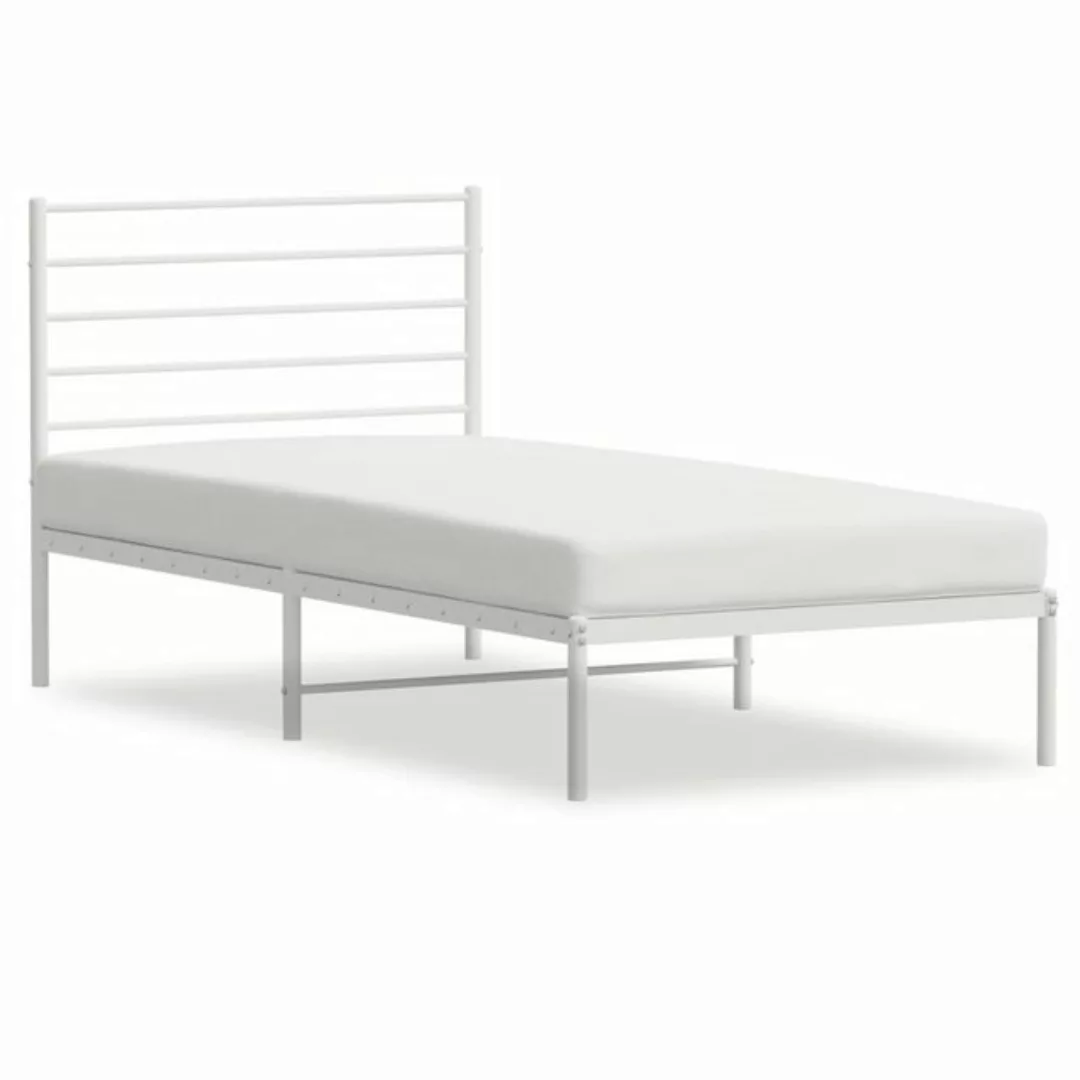 vidaXL Bettgestell Bettrahmen mit Kopfteil Metall Weiß 90x190 cm Bett Bettg günstig online kaufen