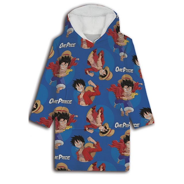 One Piece Anime Fleeceponcho One Piece Ruffy Herren Kuschelponcho mit Ärmel günstig online kaufen