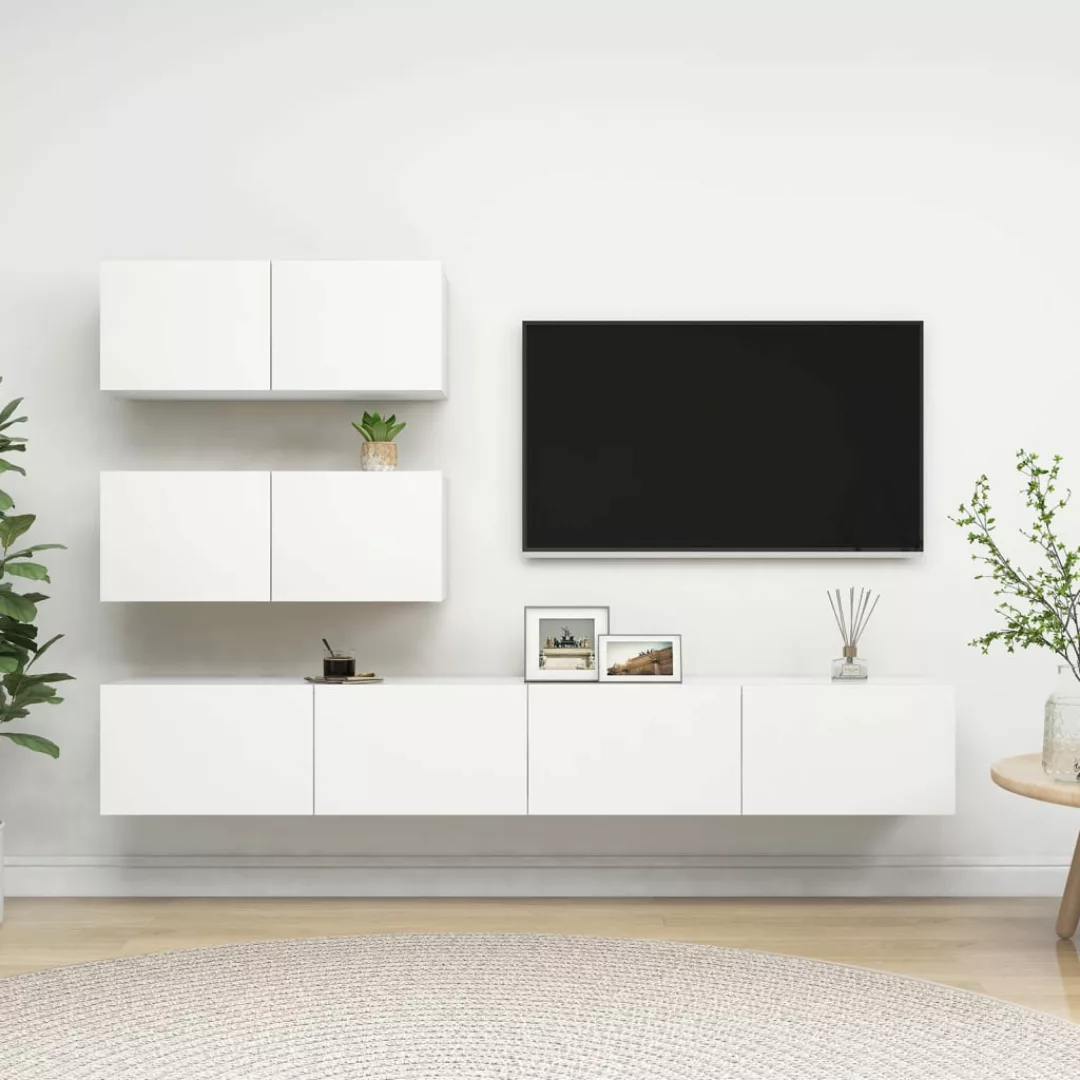 vidaXL TV-Schrank 4tlg TV Schrank Set Hängeschrank Wohnwand Fernsehschrank günstig online kaufen