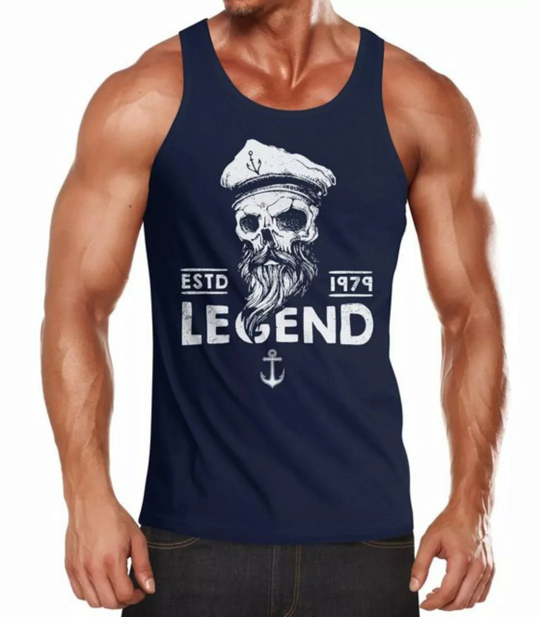 Neverless Tanktop Herren Tank-Top Skull Captain Legend Totenkopf Bart Kapit günstig online kaufen