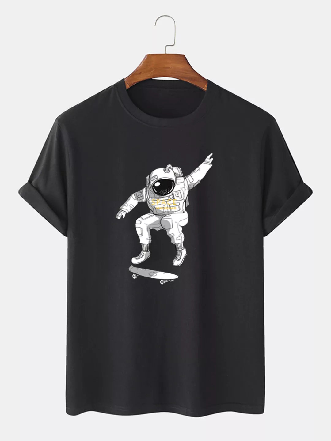 100% Baumwolle Astronaut bedruckt Herren Rundarm-T-Shirts mit rundem Hals günstig online kaufen